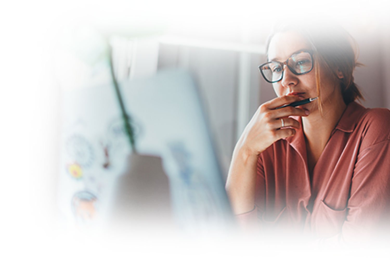 Woman viewing a computer