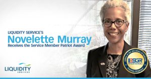 Liquidity Services employee Novelette Murray receives Patriot Award.